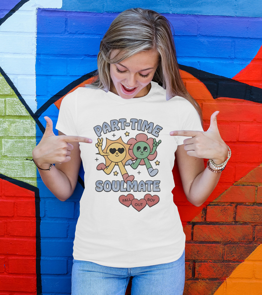 Part-Time Soulmate Fall Out Boy Hearts And Happy Flowers T-Shirt