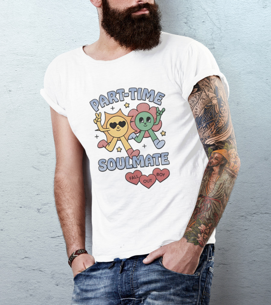 Part-Time Soulmate Fall Out Boy Hearts And Happy Flowers T-Shirt