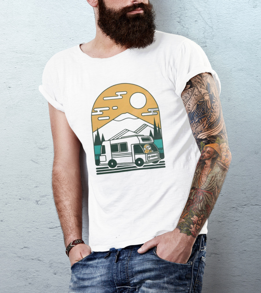 Cdawgva Road Trippin Camper Adventure Under A Mountain Sunrise T-Shirt