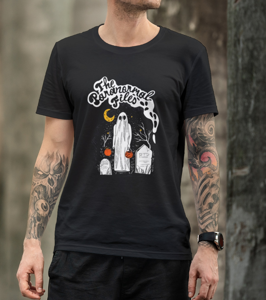 The Paranormal Files Ghost Halloween Cemetery Moon Stars RIP Pumpkin T-Shirt