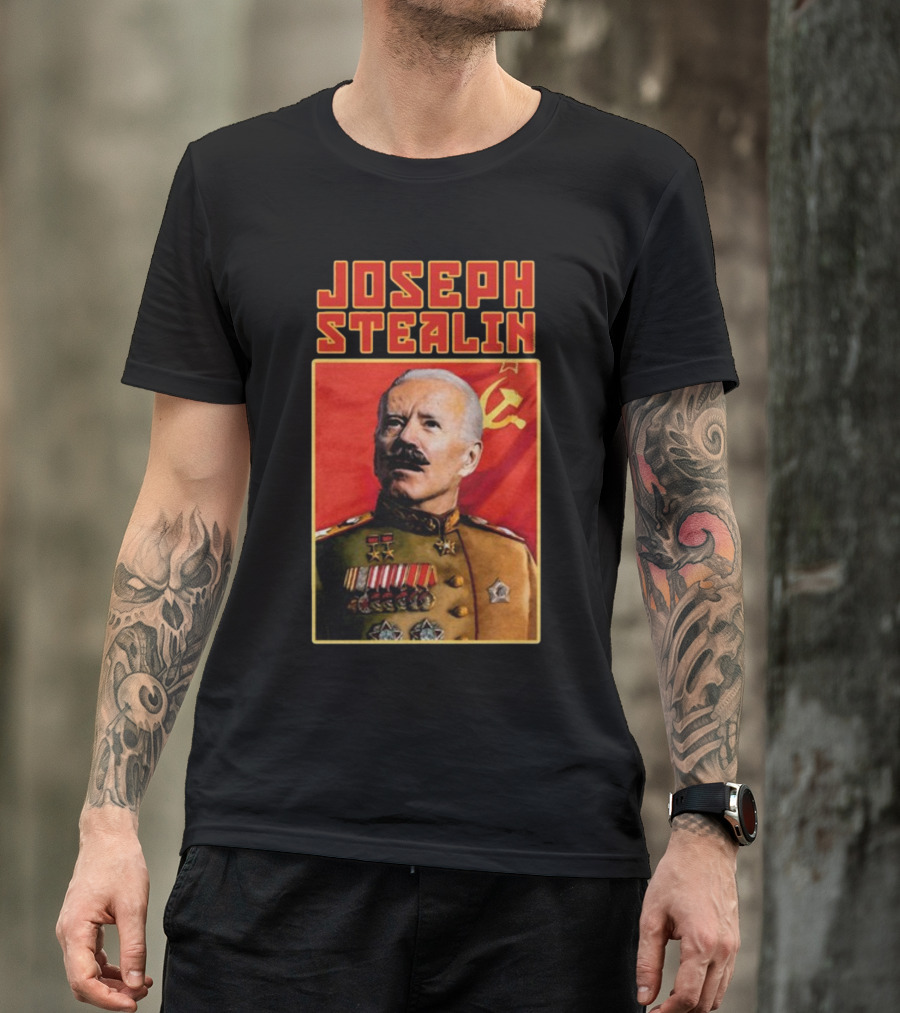 Joseph Stealin Soviet Parody Stalin Uniform Red Flag T-Shirt