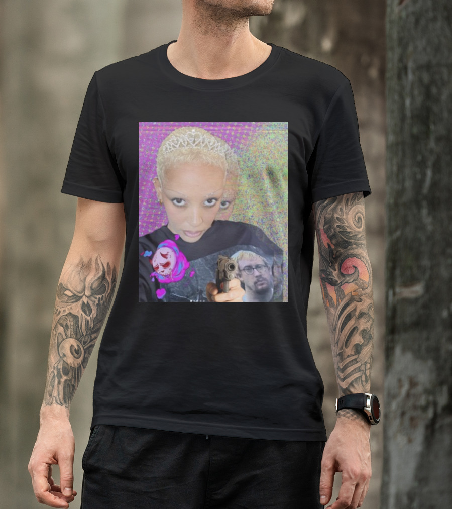 Doja Cat Sam Hyde Tiara Emoji Gun Sweater Multicolored Background T-Shirt