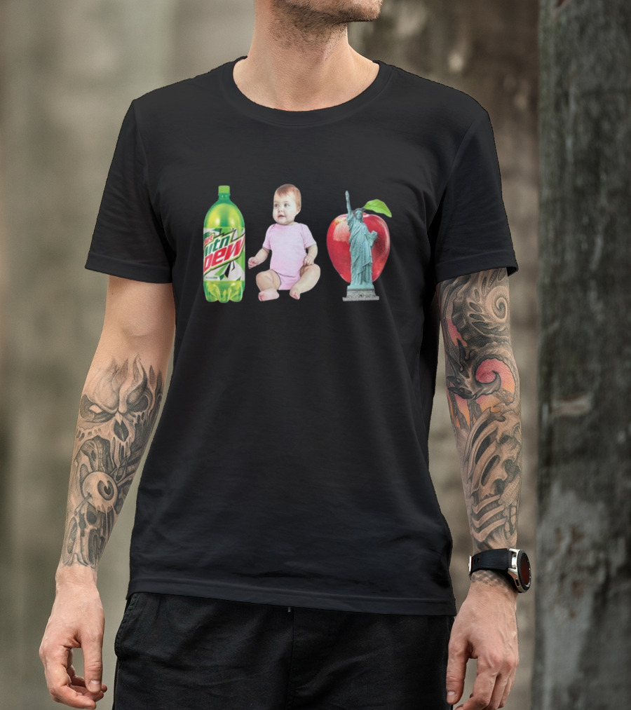 Diet Mountain Dew Baby Statue Of Liberty Apple New York City T-Shirt