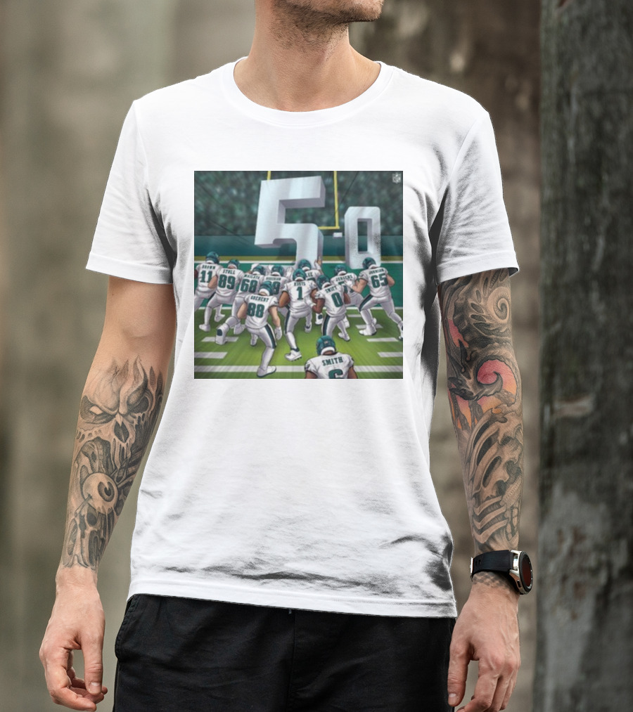 Jalen Hurts Brotherly Shove 5-0 Eagles Victory T-Shirt