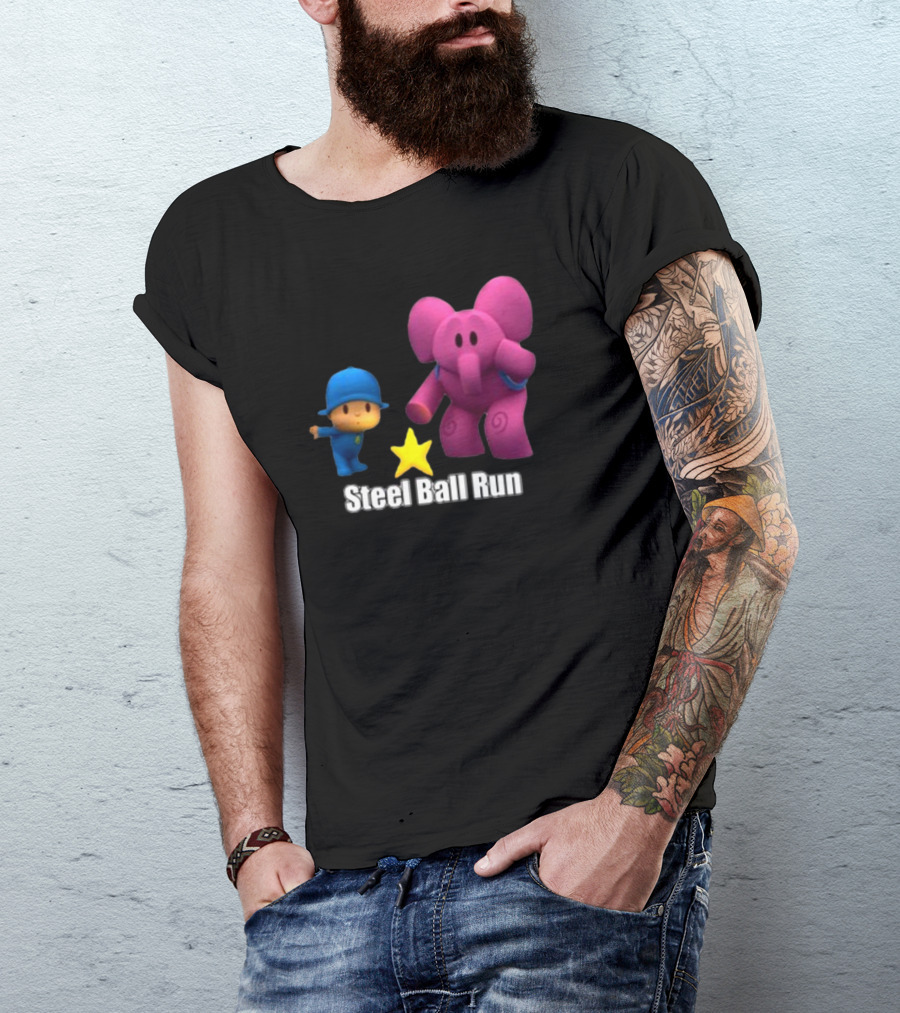 Pocoyo And Pink Elephant Star Steel Ball Run T-Shirt