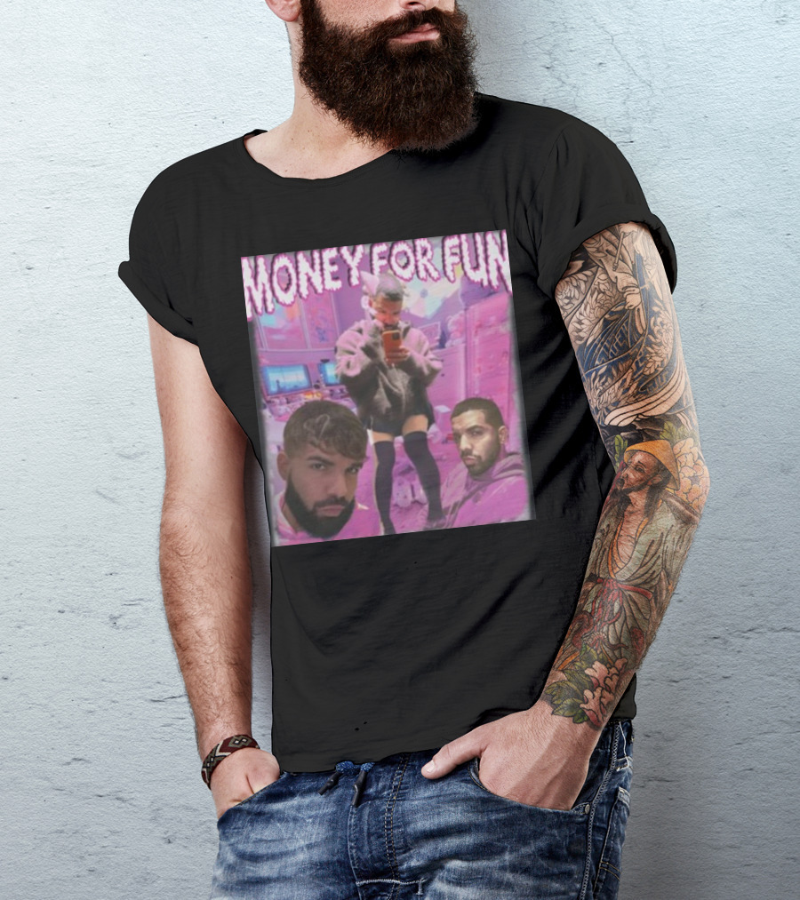 Money For Fun Funnyahhtees Pink Room Selfie Collage T-Shirt