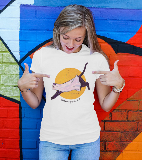 You’ll Never Take Me Alive Cat In Ghost Costume With Yellow Moon And Stars T-Shirt