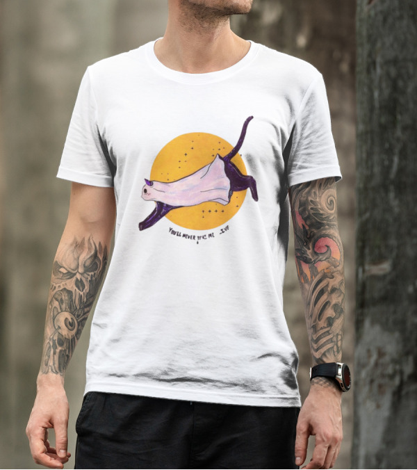 You’ll Never Take Me Alive Cat In Ghost Costume With Yellow Moon And Stars T-Shirt