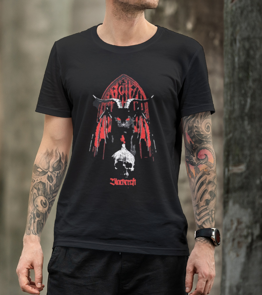 Blackcraft Lilith Goat Skull Red Gothic Arch T-Shirt