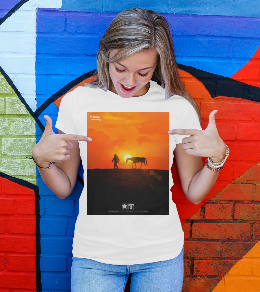 Houston Space City Cowboy With Horse At Sunrise T-Shirt