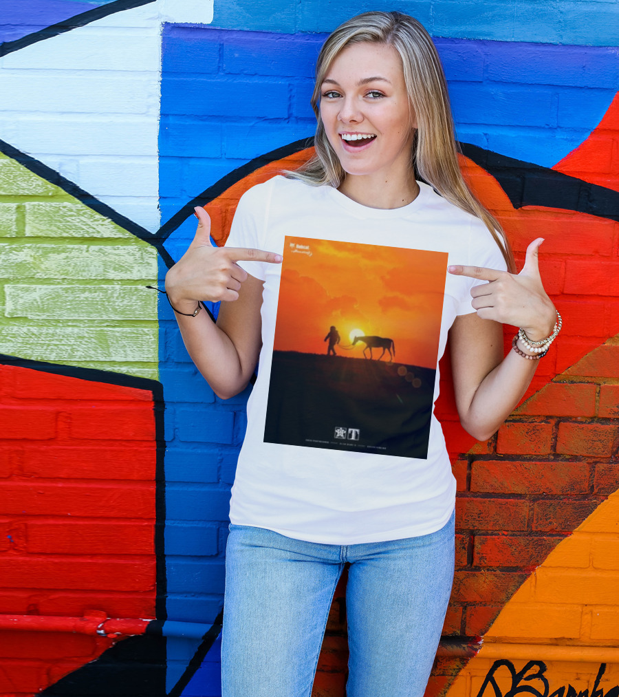 Houston Space City Cowboy With Horse At Sunrise T-Shirt