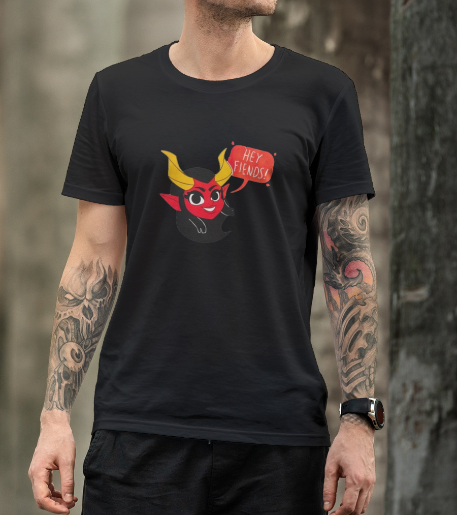 Hey Fiends Cute Demon Cartoon Character With Yellow Horns T-Shirt