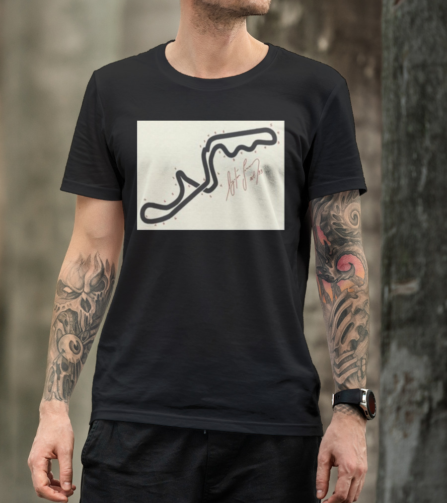 Ayrton Senna Hand-Drawn Suzuka GP 1993 Circuit Map Autograph T-Shirt