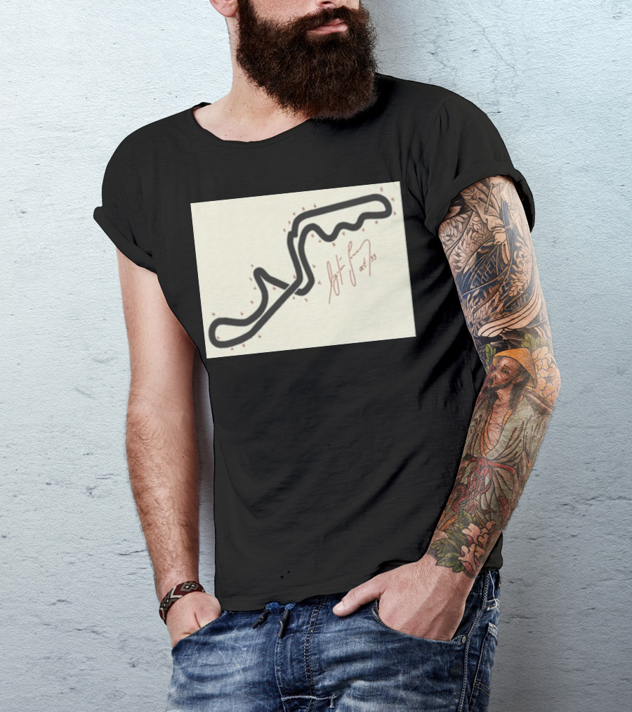 Ayrton Senna Hand-Drawn Suzuka GP 1993 Circuit Map Autograph T-Shirt
