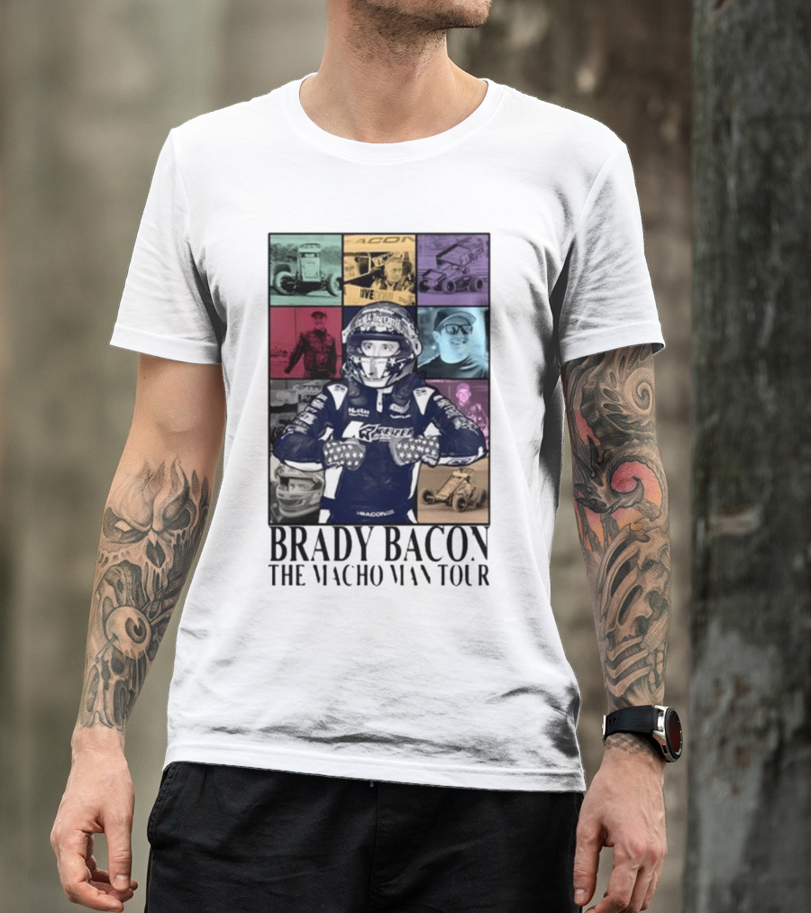 Brady Bacon Racing Iconography Collage The Macho Man Tour T-Shirt