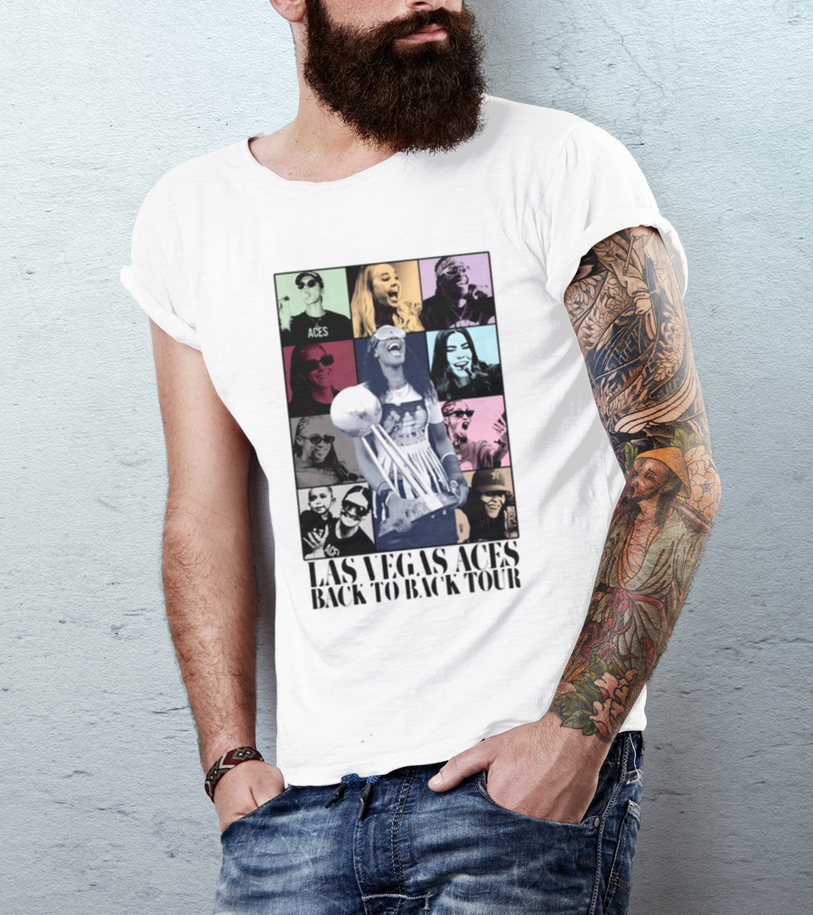 Las Vegas Aces Back To Back Tour Celebration Photography Collage T-Shirt
