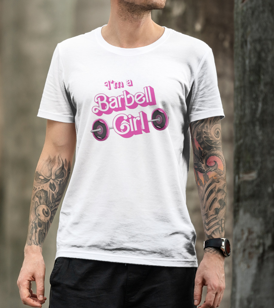 Papa Swolio I'm A Barbell Girl Pink Weightlifting T-Shirt
