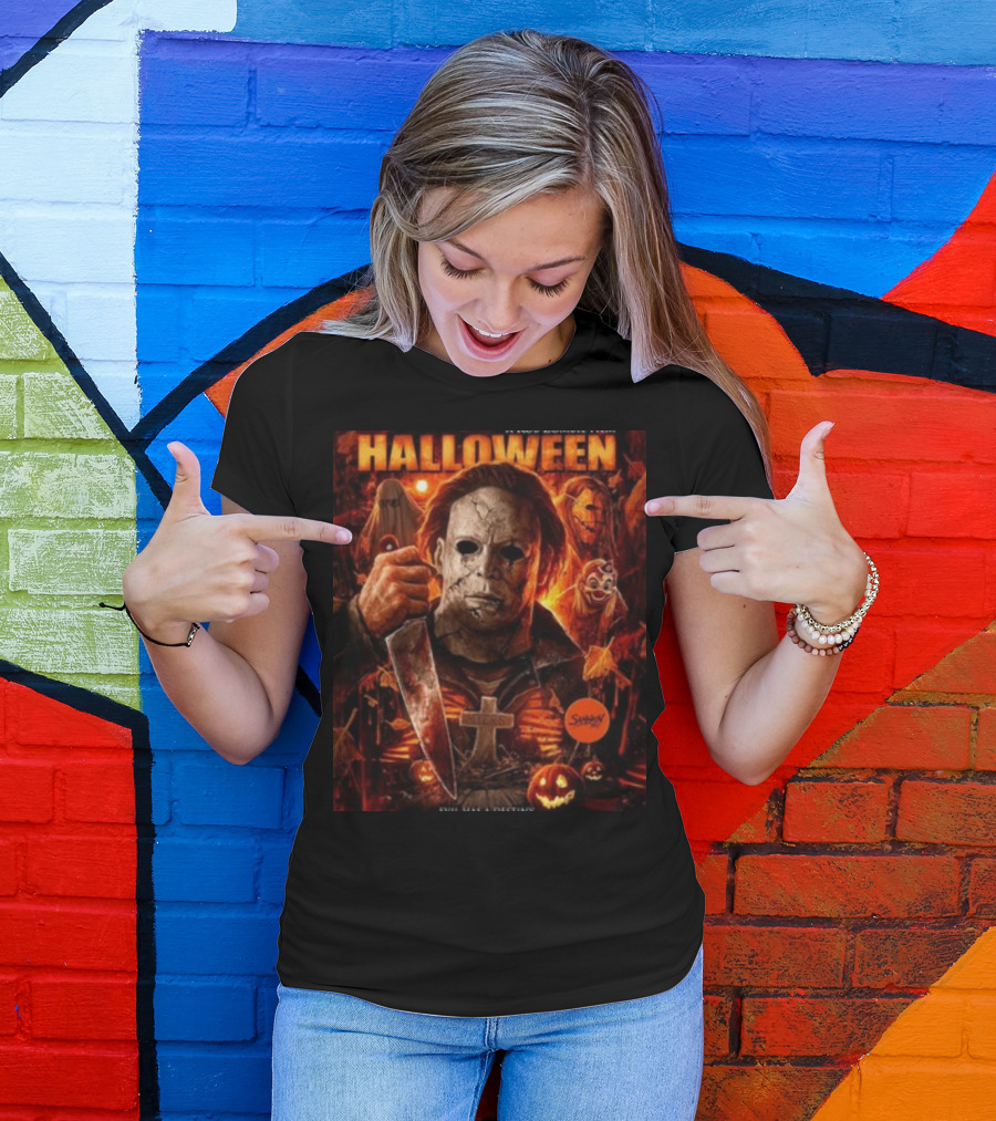 Rob Zombie's Halloween Evil Has A Destiny Michael Myers Mask Knife Horror Scene T-Shirt