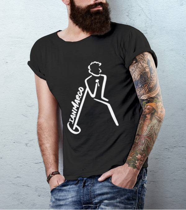 Gianmarco Leaning In GianMarco Microphone Icon Outline T-Shirt