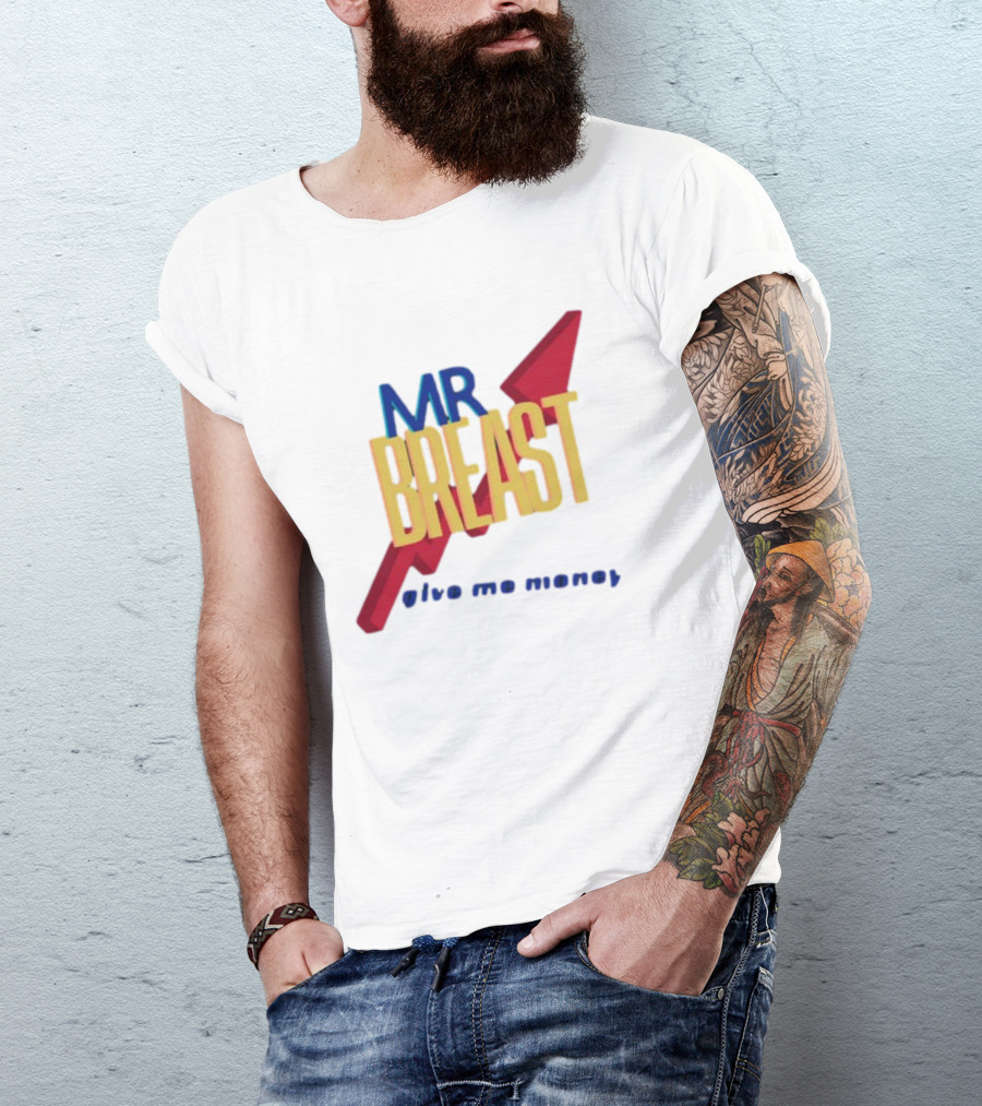 Mr Breast Give Me Money Retro Style Iconic T-Shirt