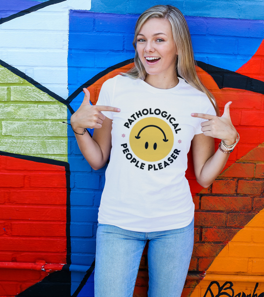 Pathological People Pleaser Smiley Face With Inverted Smile T-Shirt