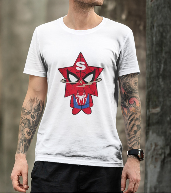 Star Character With Superhero Web Icon And Red Suit T-Shirt