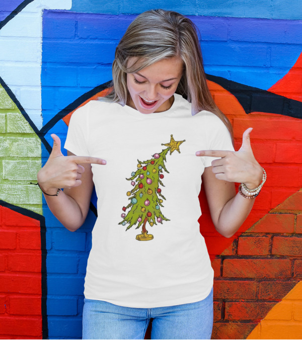 Whimsical Whoville Christmas Tree With Colorful Ornaments And Star Topper T-Shirt