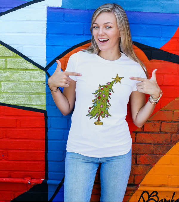 Whimsical Whoville Christmas Tree With Colorful Ornaments And Star Topper T-Shirt