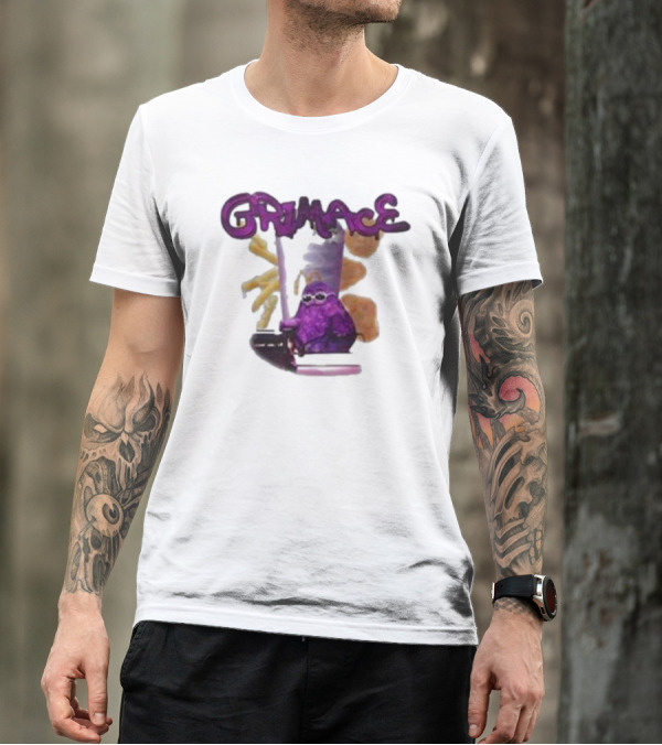 Grimace Giggle Grab Purple Character With Sunglasses T-Shirt