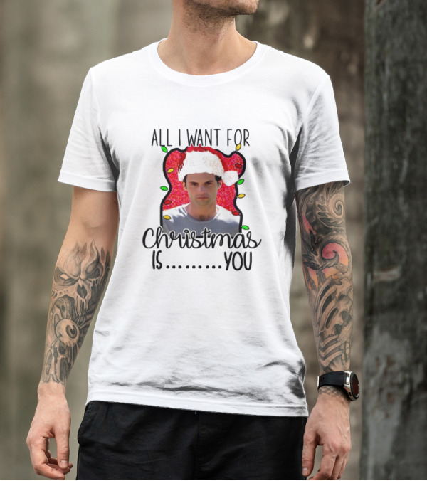 Joe Goldberg Santa Hat All I Want For Christmas Is You Christmas Lights T-Shirt