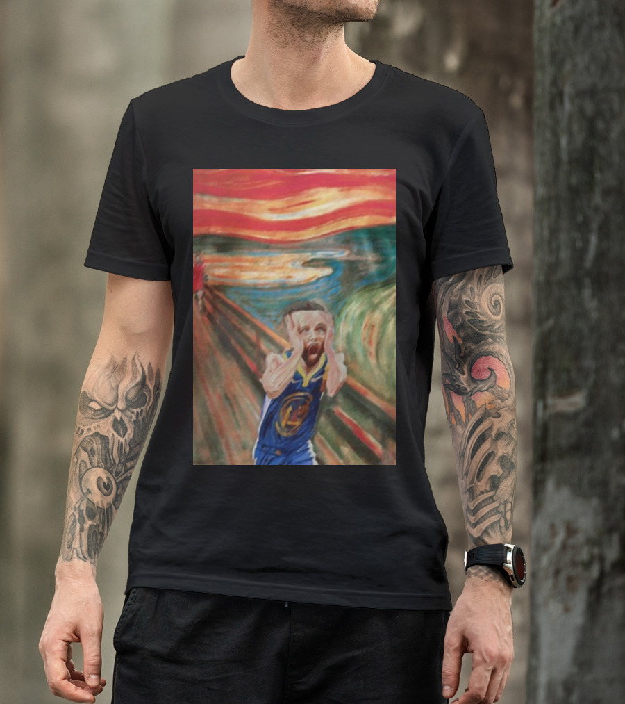 Curry The Scream Basketball Star Meets Iconic Painting Fusion T-Shirt
