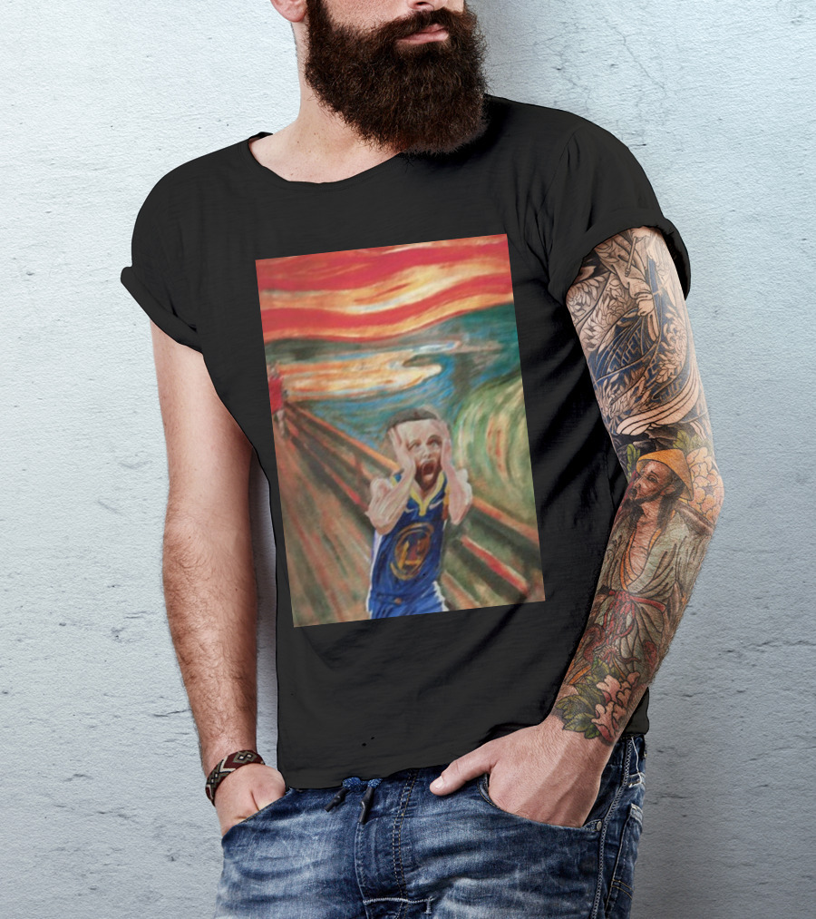 Curry The Scream Basketball Star Meets Iconic Painting Fusion T-Shirt