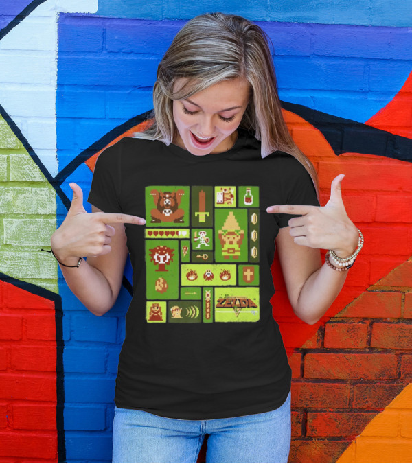 Kane Carter Legend Of Zelda Retro Pixel Collage T-Shirt