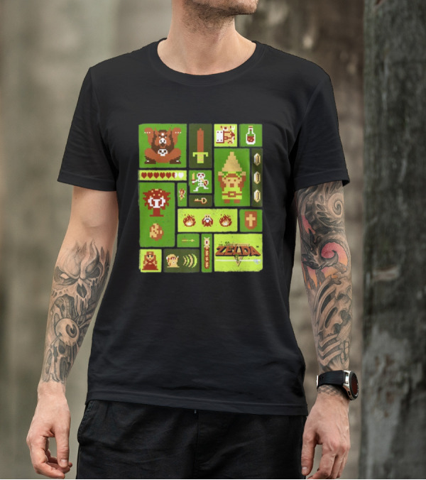 Kane Carter Legend Of Zelda Retro Pixel Collage T-Shirt