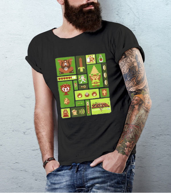 Kane Carter Legend Of Zelda Retro Pixel Collage T-Shirt