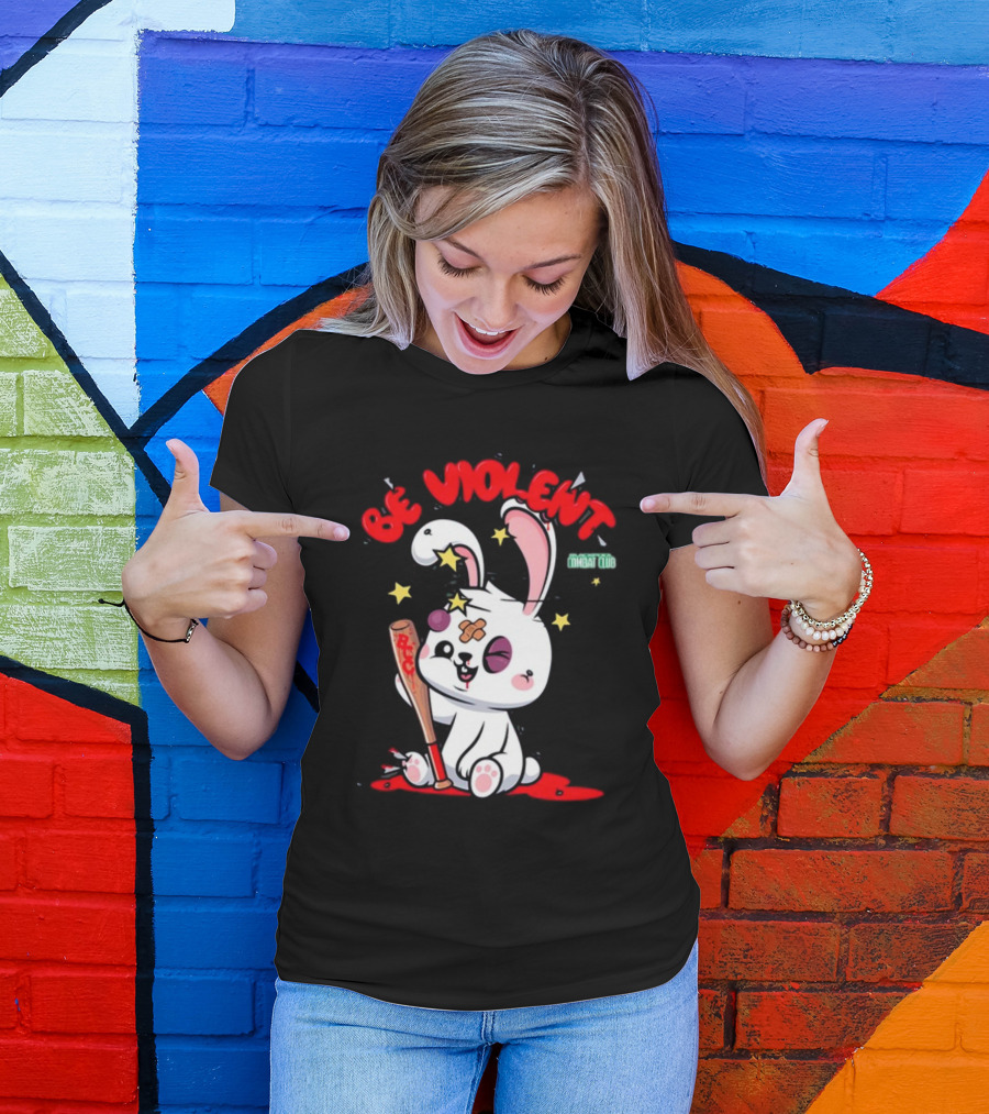 Be Violent Combat Club Rabbit With Bat T-Shirt