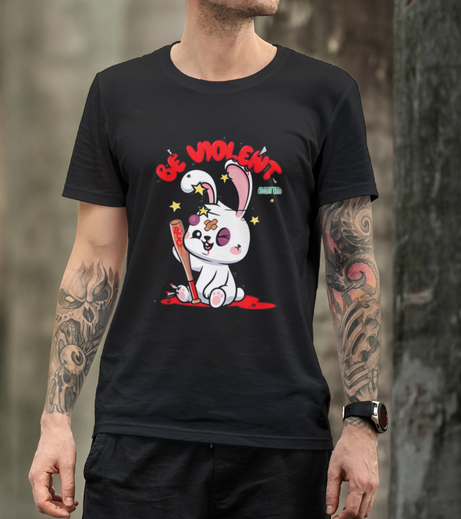 Be Violent Combat Club Rabbit With Bat T-Shirt
