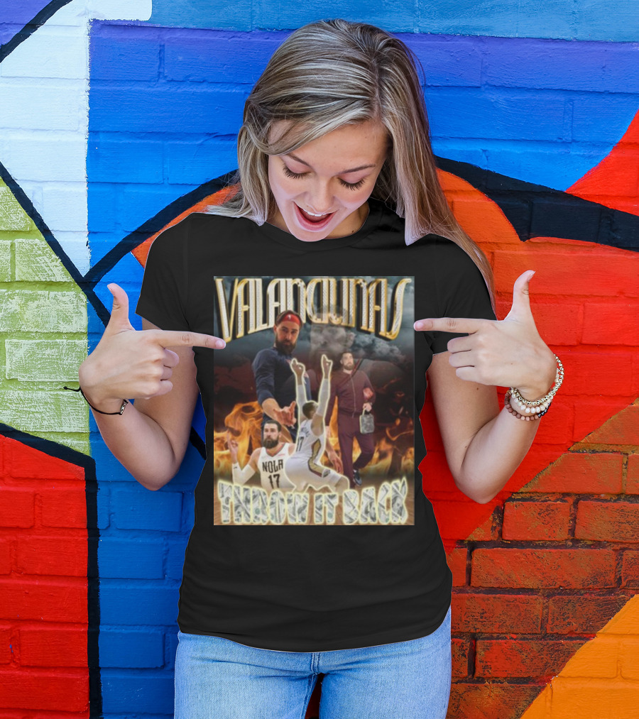 Valanciunas Throw It Back NOLA 17 Basketball Flames T-Shirt