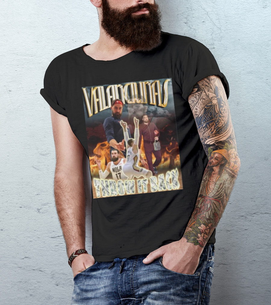 Valanciunas Throw It Back NOLA 17 Basketball Flames T-Shirt