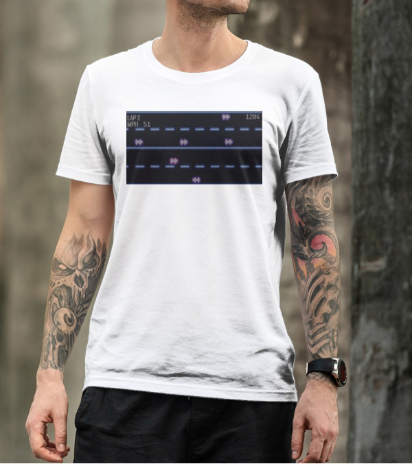 Midnight Motorist Game Lap 2 Mph 51 Score 1204 Retro Racing Pixels T-Shirt