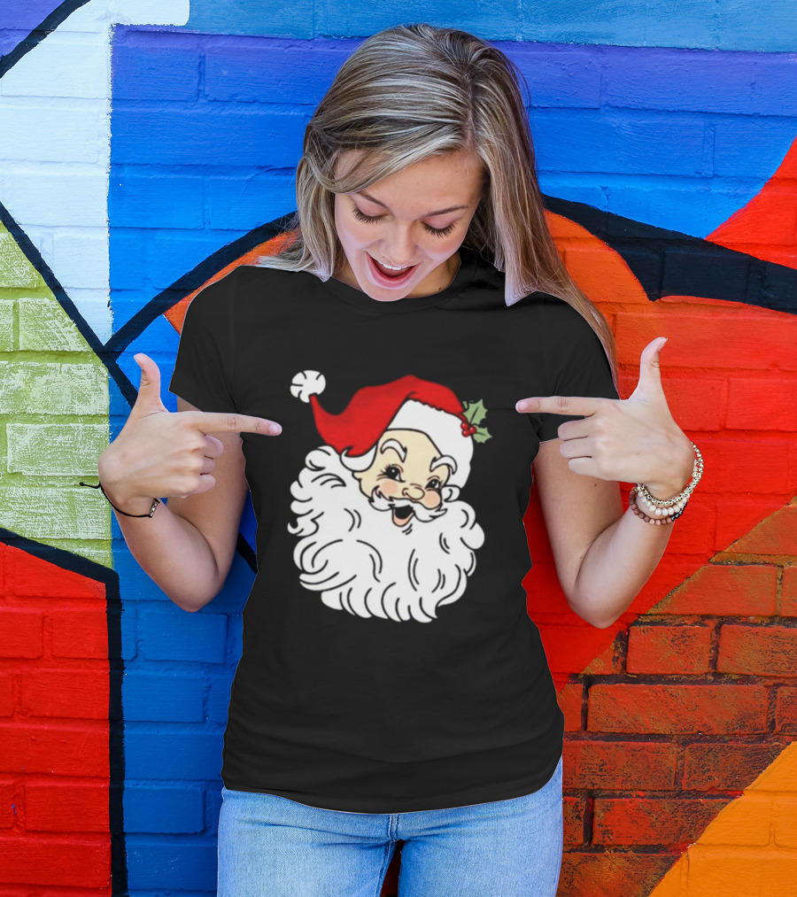 Retro Santa Christmas Holly Jolly Icon 3 4 T-Shirt