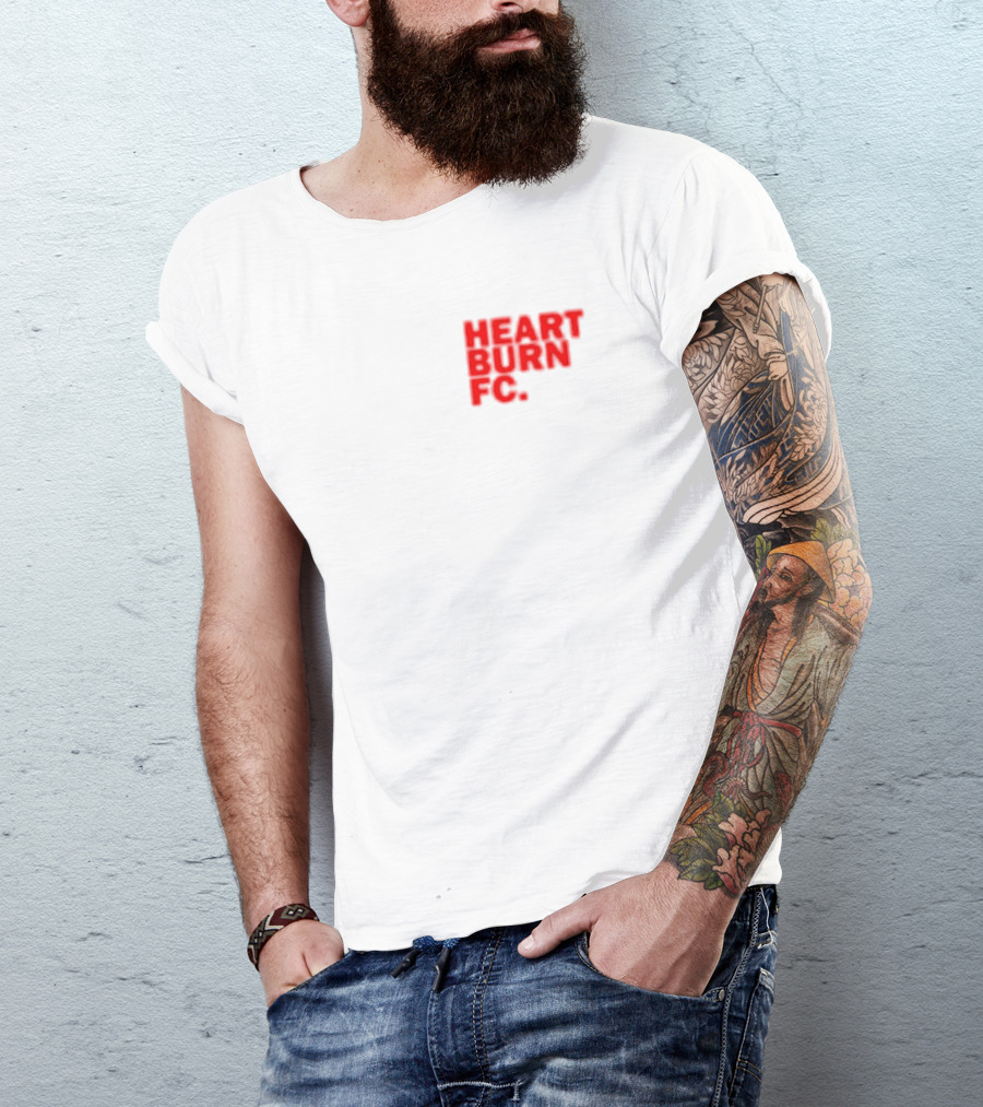 Redmancdesigns Heartburn FC Bold Red Text Minimalist T-Shirt