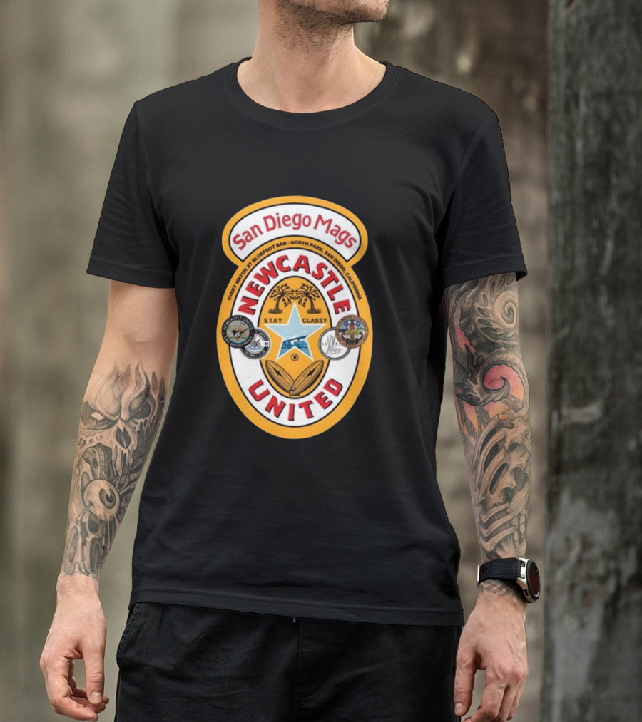 San Diego Mags Newcastle United Stay Classy So Cal Geordie Badge T-Shirt