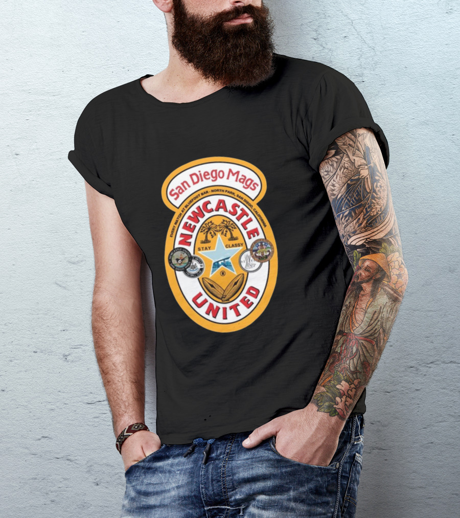 San Diego Mags Newcastle United Stay Classy So Cal Geordie Badge T-Shirt