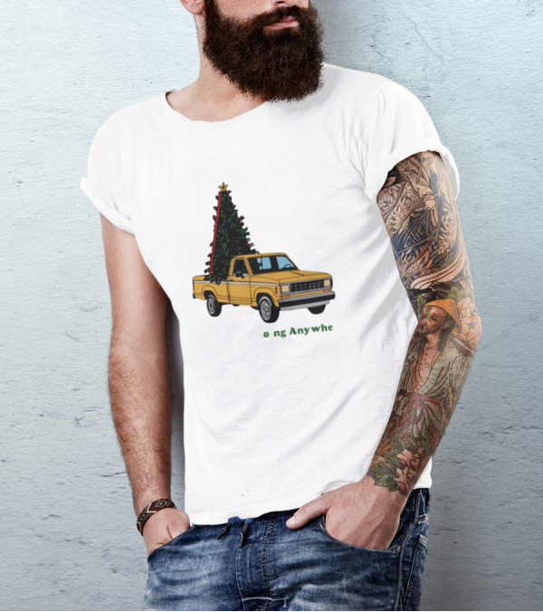 Yellow Truck With Christmas Tree Going Anywhere T-Shirt