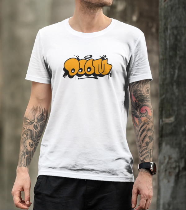 Gasdrawls Doom Throw Black And Gold Bubble Lettering T-Shirt