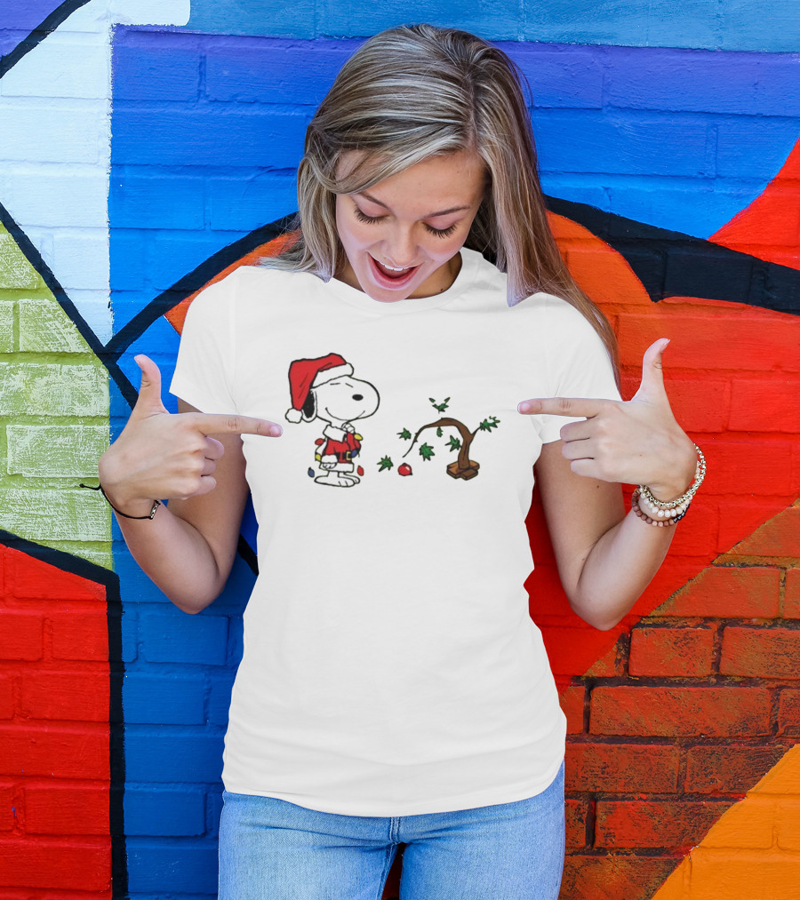 Snoopy Santa Christmas Tree Merry Christmas T-Shirt