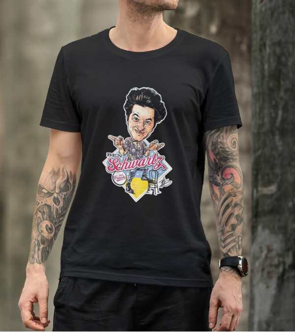 Ben Schwartz Character Illustration With Yellow Stage And Blue Chair T-Shirt