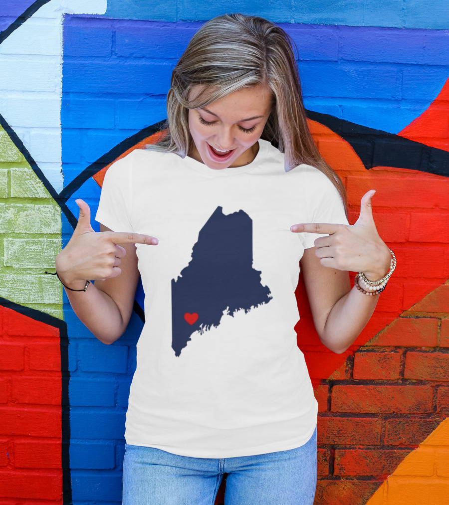 Lewiston Strong Maine Heart Map T-Shirt