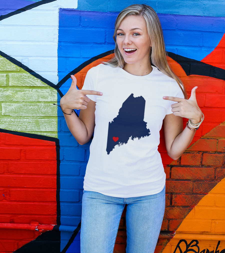 Lewiston Strong Maine Heart Map T-Shirt